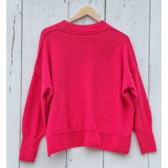 Free People Easy Street 100% Cashmere Women Hot Pink Oversize Sweater Sz S - Picture 7 of 11